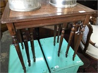 NEST OF 3 LEATHER TOP TABLES