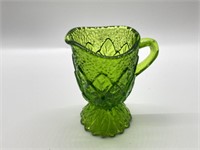Miniture Green Glass Fitted Creamer Pitcher
