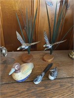 Collection of Assorted Carved Wood Ducks & Birds