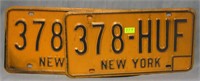 Pair of vintage NY license plates