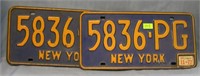 Pair of vintage NY license plates