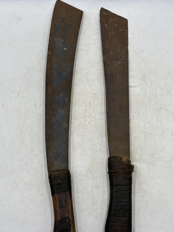 -2  antique corn knives with wood handles one is