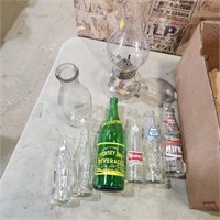 Silverwoods Mil Bottle, Oil Lamp, Pop Bottles
