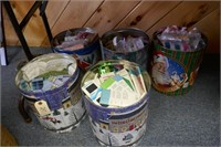 FIVE CHRISTMAS TINS WITH MOSTLY NEW