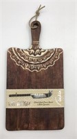 Etched Wood Cheese Board And Metal Spreader