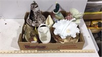 DUCK FIGURINES, BASKETS, ASHTRAY, HANGING PLANTER,