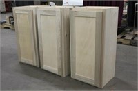 (3) Single Door Unfinished Maple Cabinets