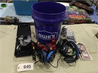 Lowe\'s Bucket, Headphones, Hair Clippers, Misc.