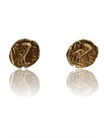Jan Leslie Gold Antique Greecian Coin Cufflinks