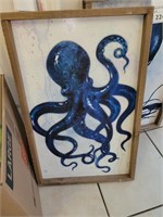 Framed Octopus picture. 16" x 25"