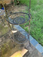 Decorative two tier metal plant stand