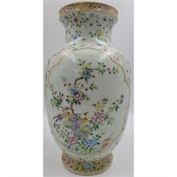A Large Porcelain Famille Rose Vase with Calligra
