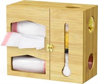 3 in 1 Bamboo Garbage Bag Dispenser Holder