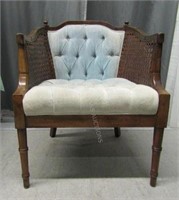Upholstered & Cane Side Lounge Chair