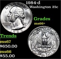 1984-d Washington Quarter 25c Grades GEM++ Unc