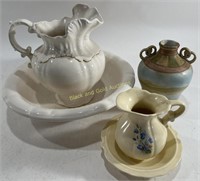 Vintage Pitchers & Bowls w/ Porcelain Vase