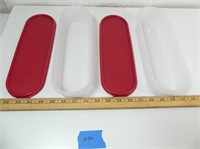 2 - Tupperware Containers w/red lids (oblong)