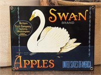 Swan Brand Apples Enamelled Crate Advertising Sign