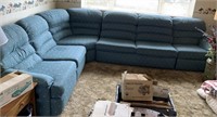 DUAL RECLINING 4 SECTION SOFA BLUE W/ SMALL