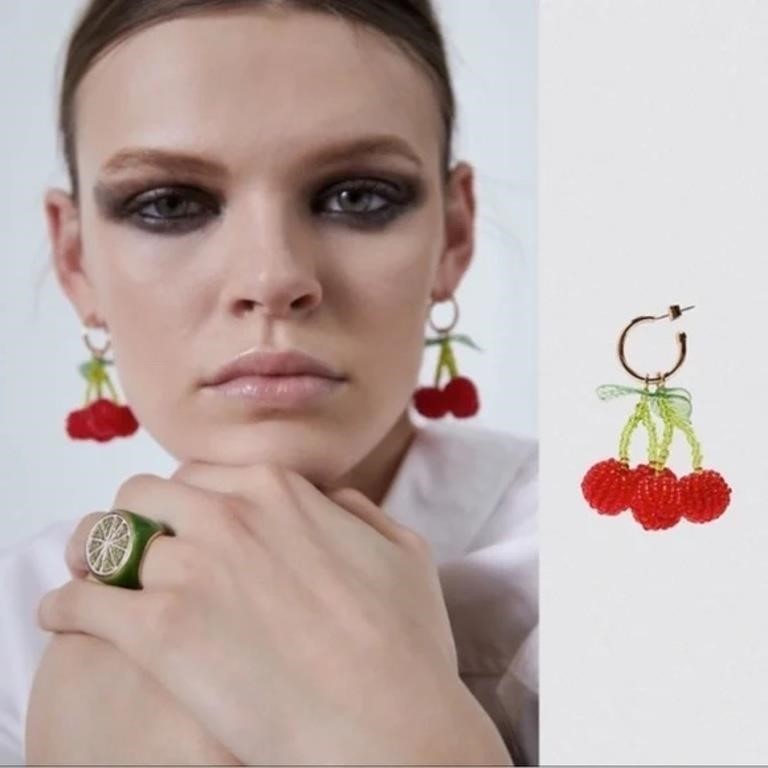 Zara Cherry Drop Beaded Earrings