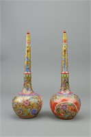 Pair Chinese Famille Rose Porcelain Vase Yongzheng