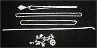 (5)Pcs - 4 Necklaces Marked Sterling or 925, (1)