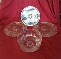 Charles City Collective plate, 2 glass cake