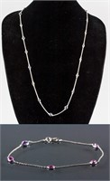 Set of Mutli-Gemstone Necklace & Sapphire Bracelet