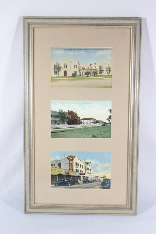 Trio of Framed Vintage Titusville Postcards