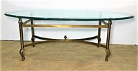 Beveled Thick Glass Top Coffee Table with Metal