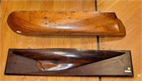 Two Carved Wood Half Hull Ship Models