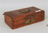 Early Pine Document Box W/Brass Handle & Keyplate