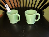 Pr of Jadeite Coffee Mugs