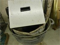 2 galvanized tubs and misc.