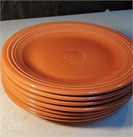 7 peach Fiesta ware plates