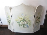 Wooden Fire Place Screen Hand Painted Tri-Fold