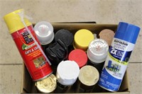 BOX OF MOSTLY SPRAY PAINT