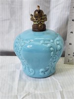 EAPG Miniature Blue Opaque Glass Oil Lamp