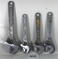 4 Adjustable Wrenches 3-6" 1-8"