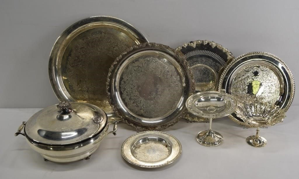 8 pcs Silver Plate Serving Pieces