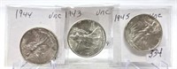 1943, ’44, ’45 Half Dollars Unc.