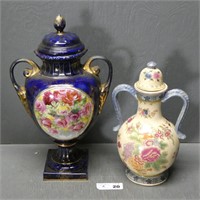 Pair of Floral Chinese Ceramic Urns