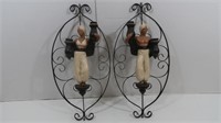 2 Wall Sconces-Metal and Ceramic/24"H x 12"W,