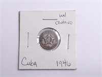 1946 Republica De Cuba Un Centavo Coin In Holder