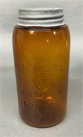 Mason’s Amber Quart Fruit Jar Old