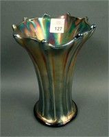 N 7” Tall Thin Rib Squatty Swung Vase – Amethyst