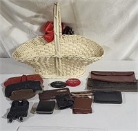 Basket of key holders and coin purses.