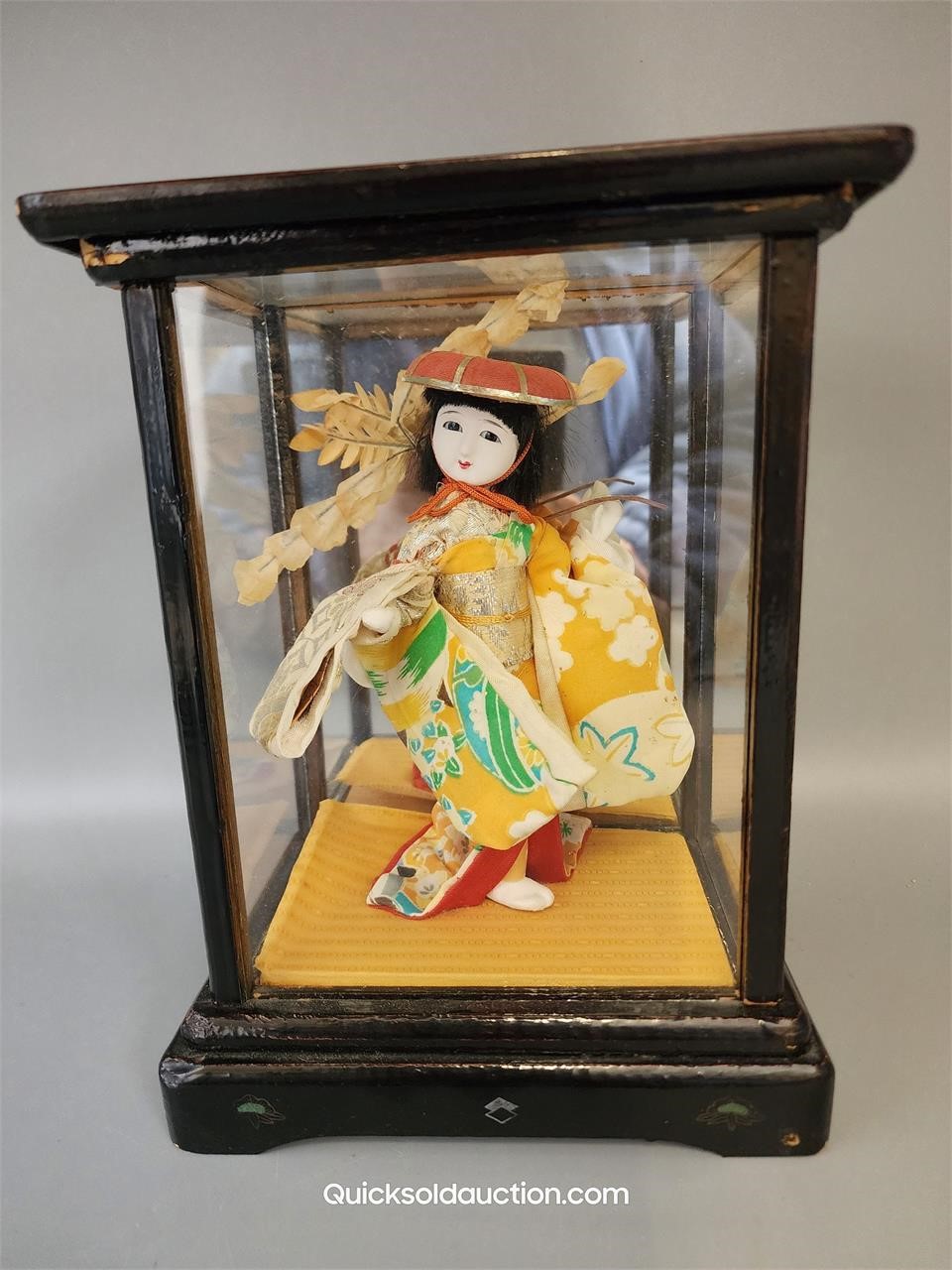 Antique Box With Geisha Girl Display Doll