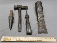4 Antique Wrought Iron Hand Tools