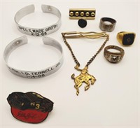 (KK) Costume Rings, Army Bracelets, Tie Clip and